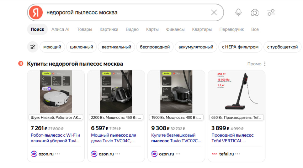 Что такое поиск по товарам и как он выглядит