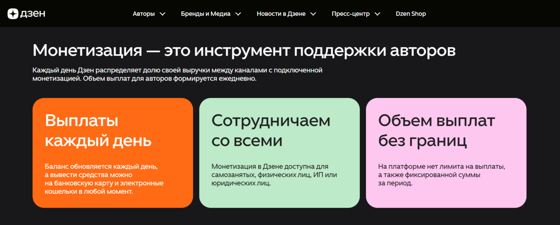 Монетизация в Яндекс Дзен